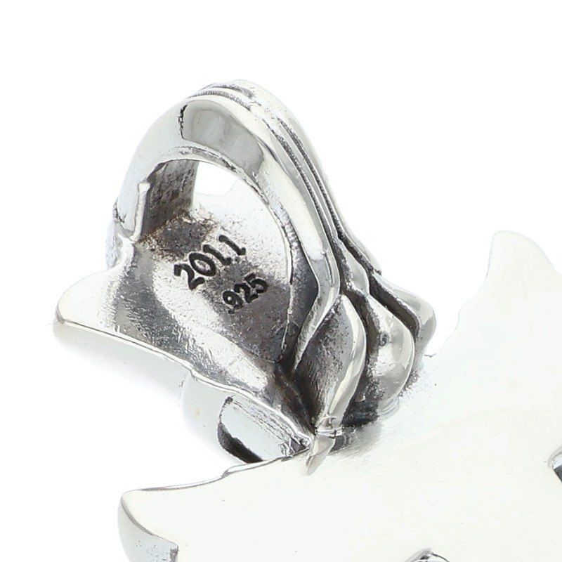 Chrome Hearts Dbl CH Crs Sml Small Double CH Cross Pendant Silver Necklace — view 3