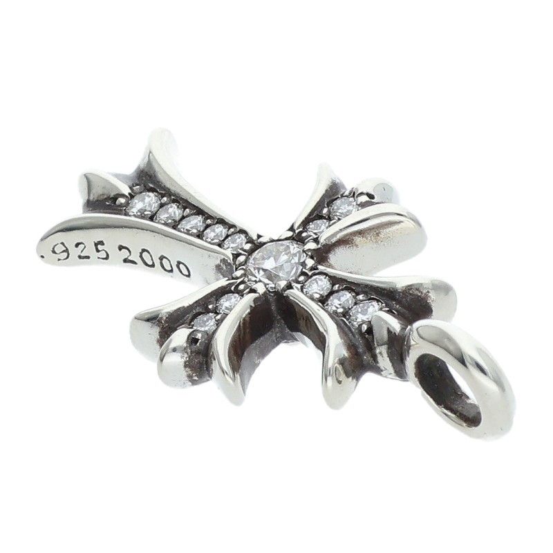 Chrome Hearts Tny Crsf P Dmnd Tiny Fat Cross Pave Diamond Pendant Silver — view 5