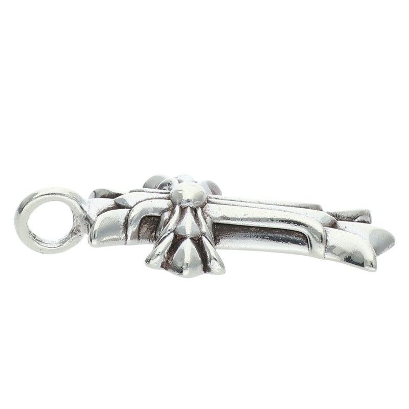 Chrome Hearts Dbl CH Crs Double CH Cross Charm Silver Necklace — view 4