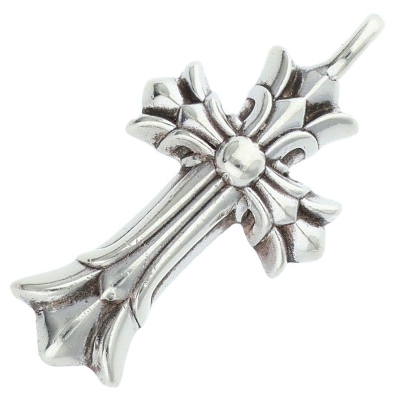 Chrome Hearts Dbl CH Crs Double CH Cross Charm Silver Necklace