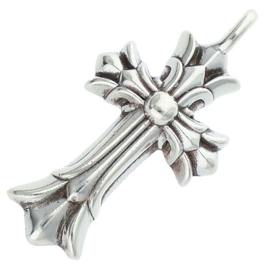 Chrome Hearts Dbl CH Crs Double CH Cross Charm Silver Necklace