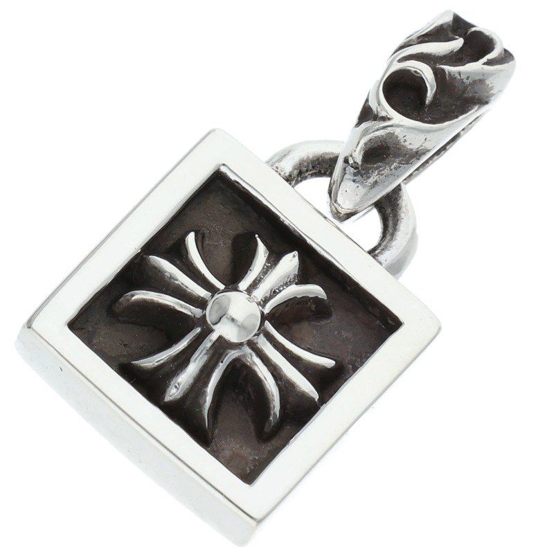 Chrome Hearts Framed CH Plus Charm Silver Necklace
