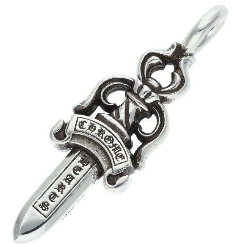 Chrome Hearts Double Dagger Pendant Silver Necklace