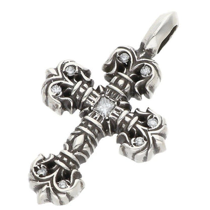 Chrome Hearts Charm Filigree Tiny P Dmnd Pave Diamond Silver Necklace