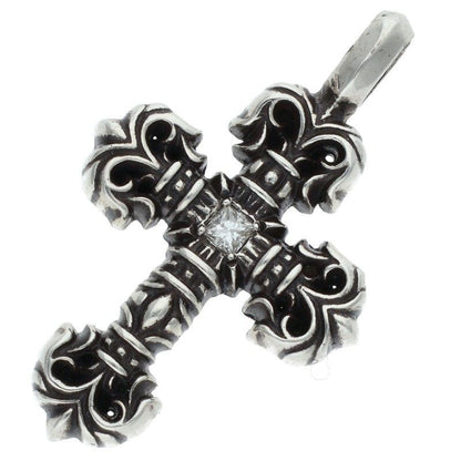 Chrome Hearts Charm Filigree Tiny 1 Diamond Silver Necklace