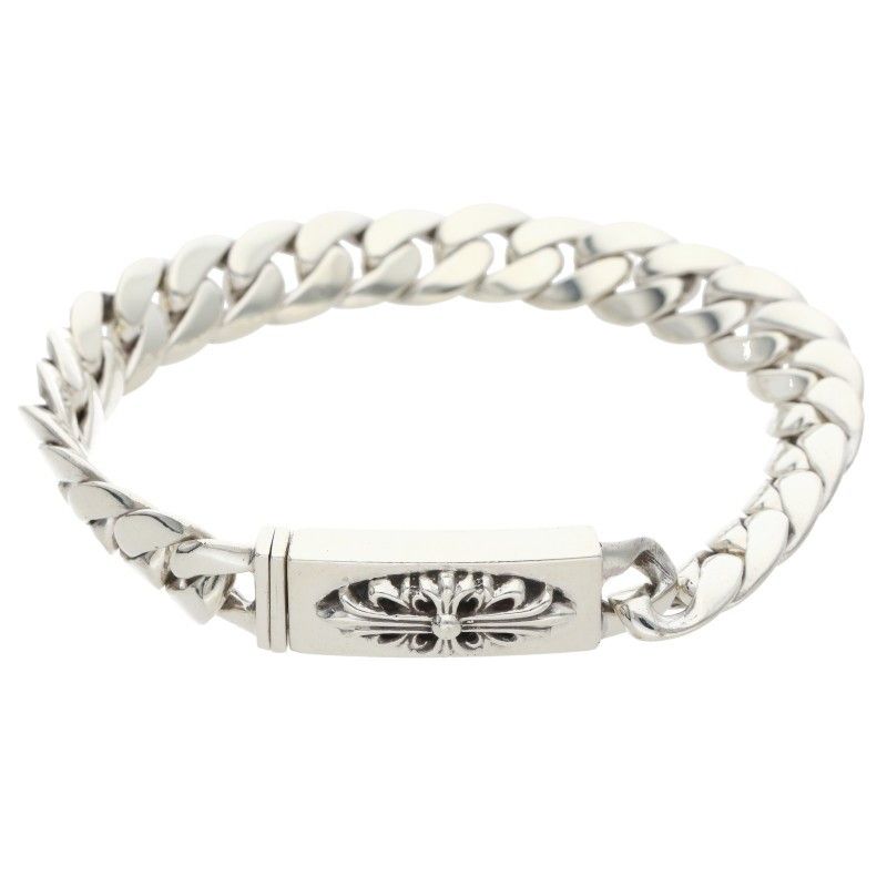 Chrome Hearts ID Bby Flrl Crs Baby ID Floral Cross Silver Bracelet