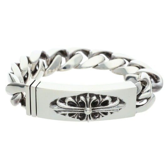 Chrome Hearts ID Floral Crs Cross ID Classic Silver Bracelet
