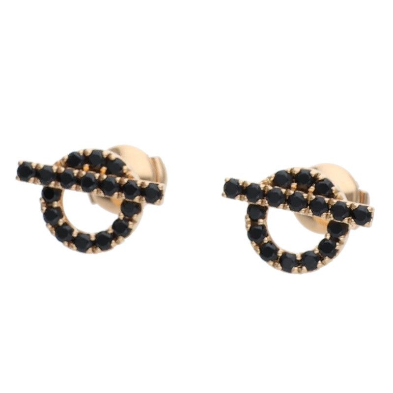 Hermes Finesse 18k Pink Gold Black Spinel Earrings