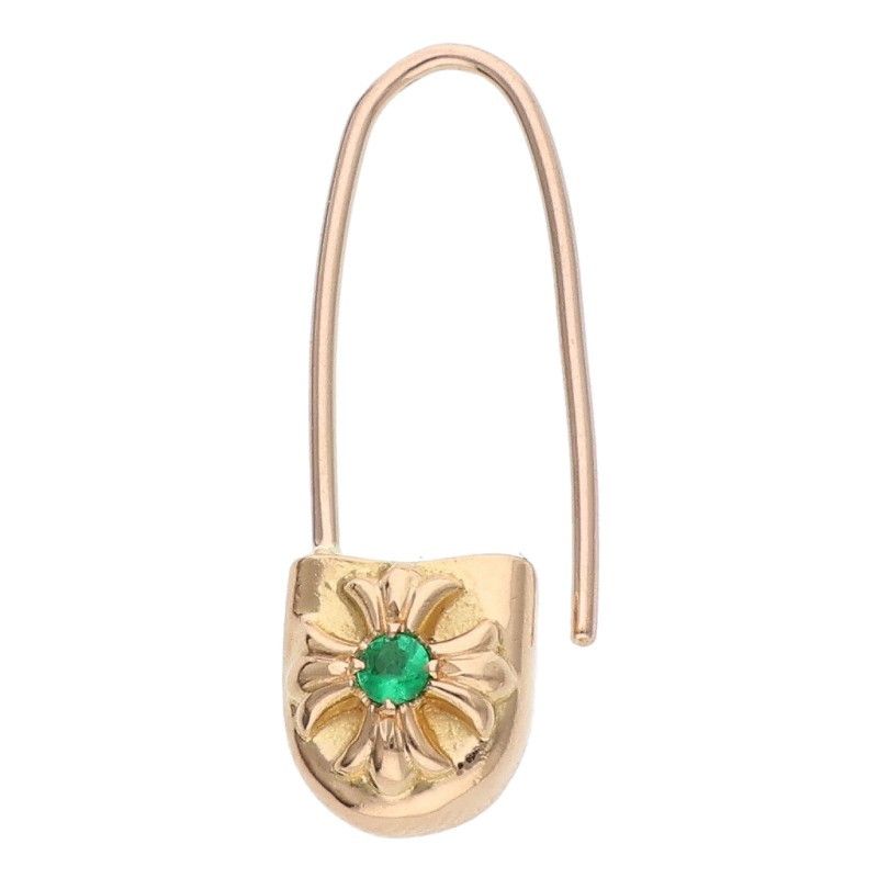 Chrome Hearts 22k ER Safety Pin Emrld Pin 1 Emerald Gold Earrings — view 4