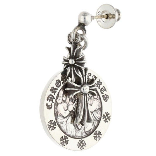 Chrome Hearts ER Angel Medal Drop Silver Earrings