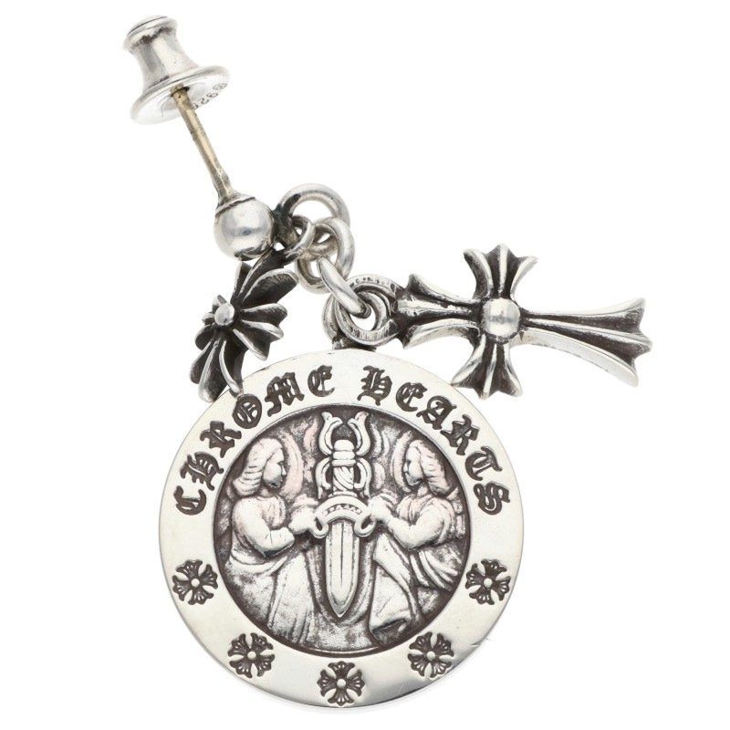 Chrome Hearts ER Angel Medal Drop Silver Earrings — view 3