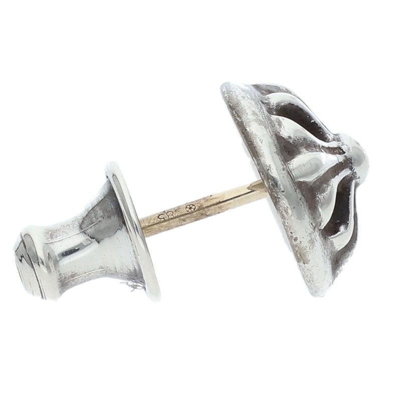 Chrome Hearts Stud Crsbll Cross Ball Silver Earrings — view 3