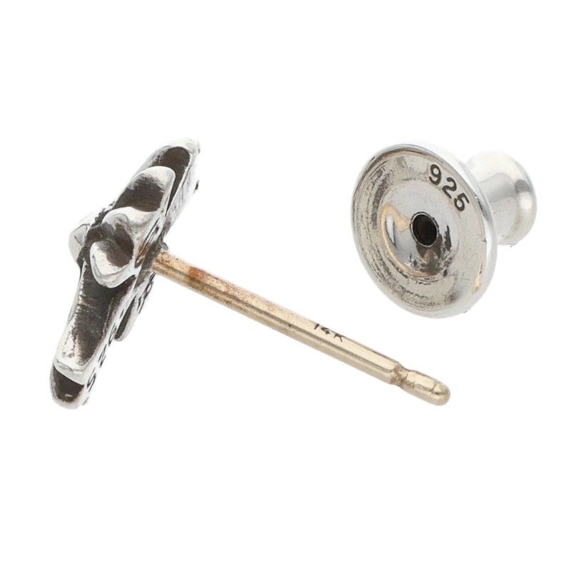 Chrome Hearts No2 CH Crs CH Cross Stud Silver Earrings — view 4