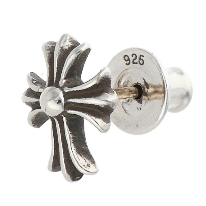 Chrome Hearts No2 CH Crs CH Cross Stud Silver Earrings