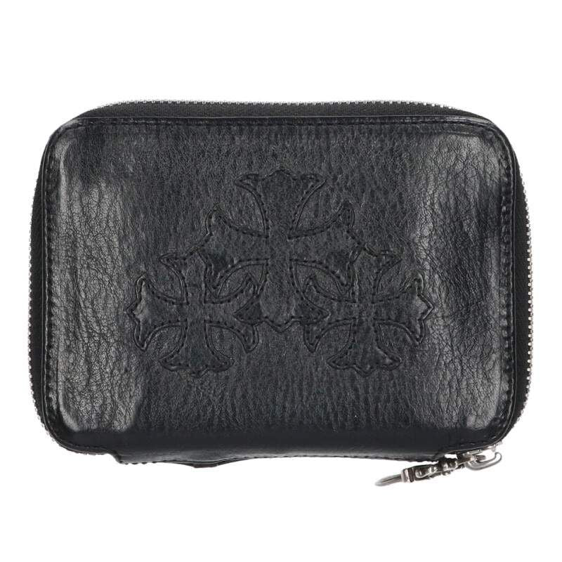 Chrome Hearts Baby Bank Robber Plus Round Zip Leather Wallet with Patch