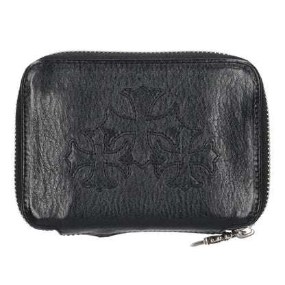 Chrome Hearts Baby Bank Robber Plus Round Zip Leather Wallet with Patch