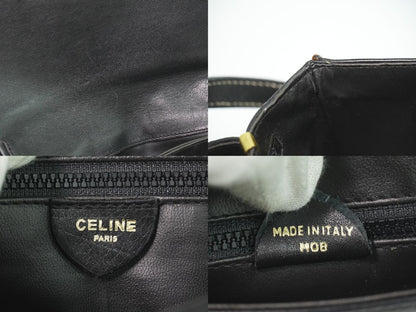 Celine Leather Shoulder Bag Pochette Black — view 9