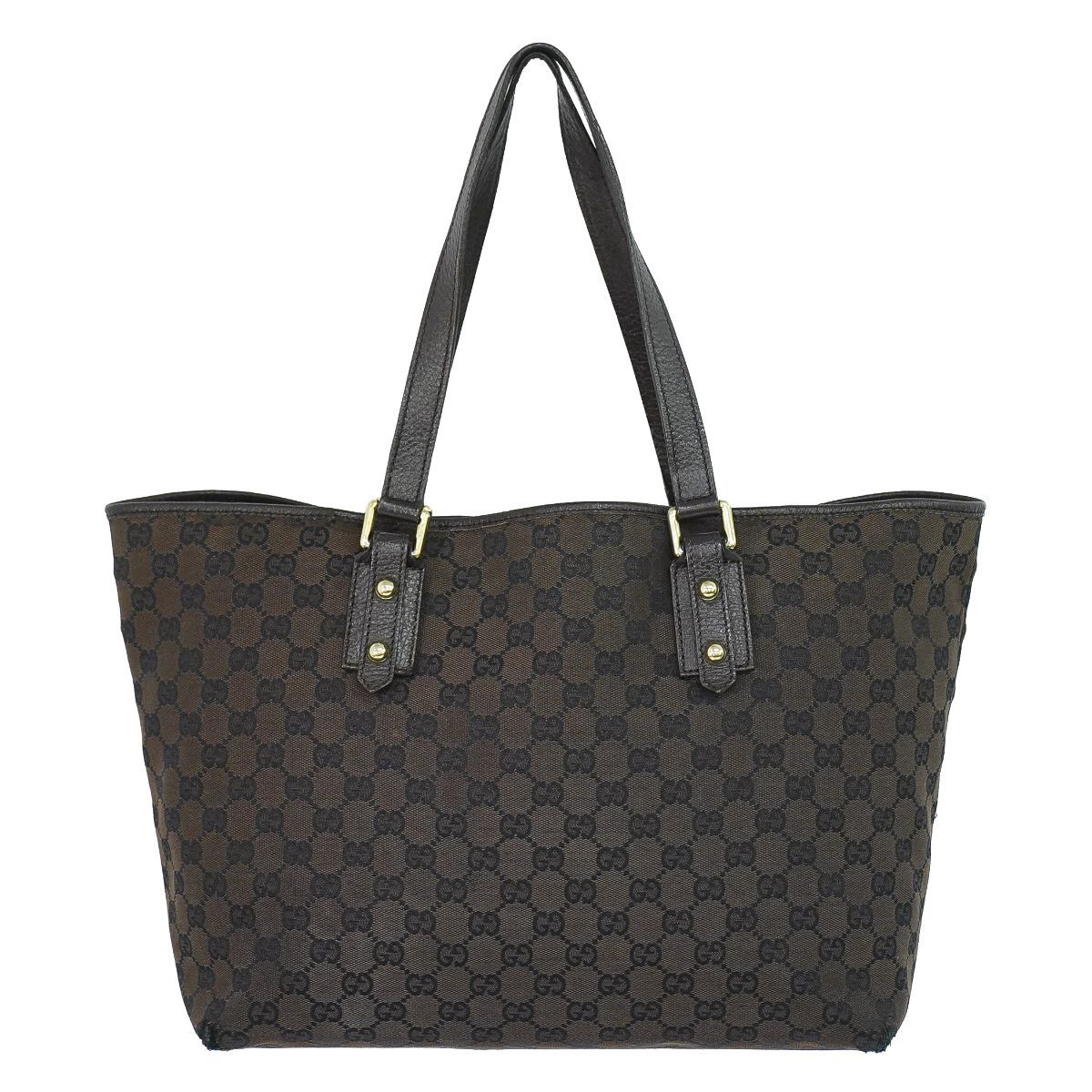 Gucci GG Canvas Shoulder Bag Tote Brown