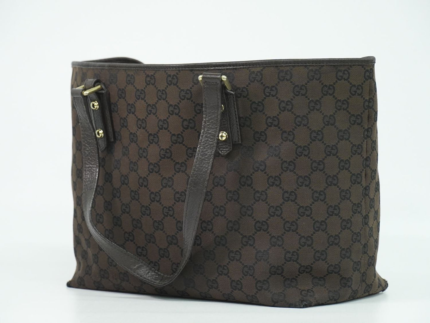 Gucci GG Canvas Shoulder Bag Tote Brown — view 2