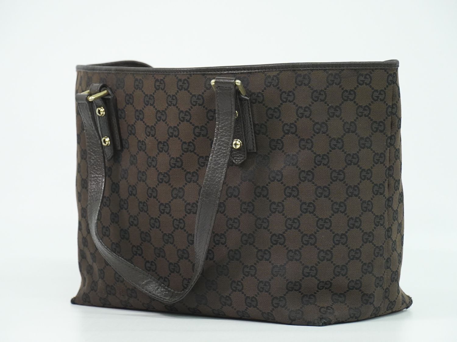 Gucci GG Canvas Shoulder Bag Tote Brown — view 2
