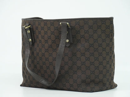 Gucci GG Canvas Shoulder Bag Tote Brown — view 2