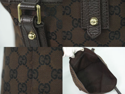 Gucci GG Canvas Shoulder Bag Tote Brown — view 8