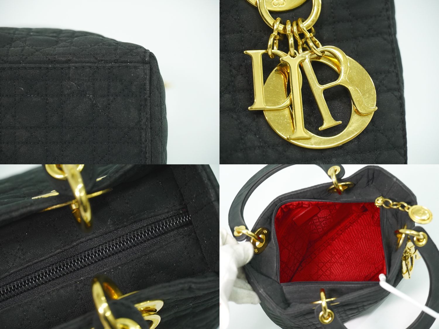 Dior Lady Cannage Handbag Canvas Black — view 8