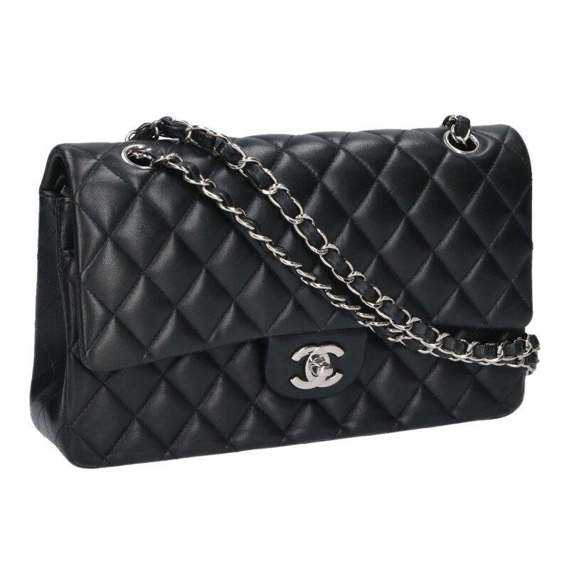 Chanel Quilted 25 Lambskin Double Flap Chain Shoulder Bag 25