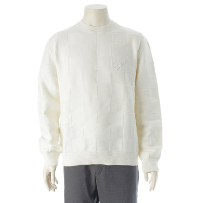 Louis Vuitton Cotton Logo Embroidery Damier Knit Sweater White