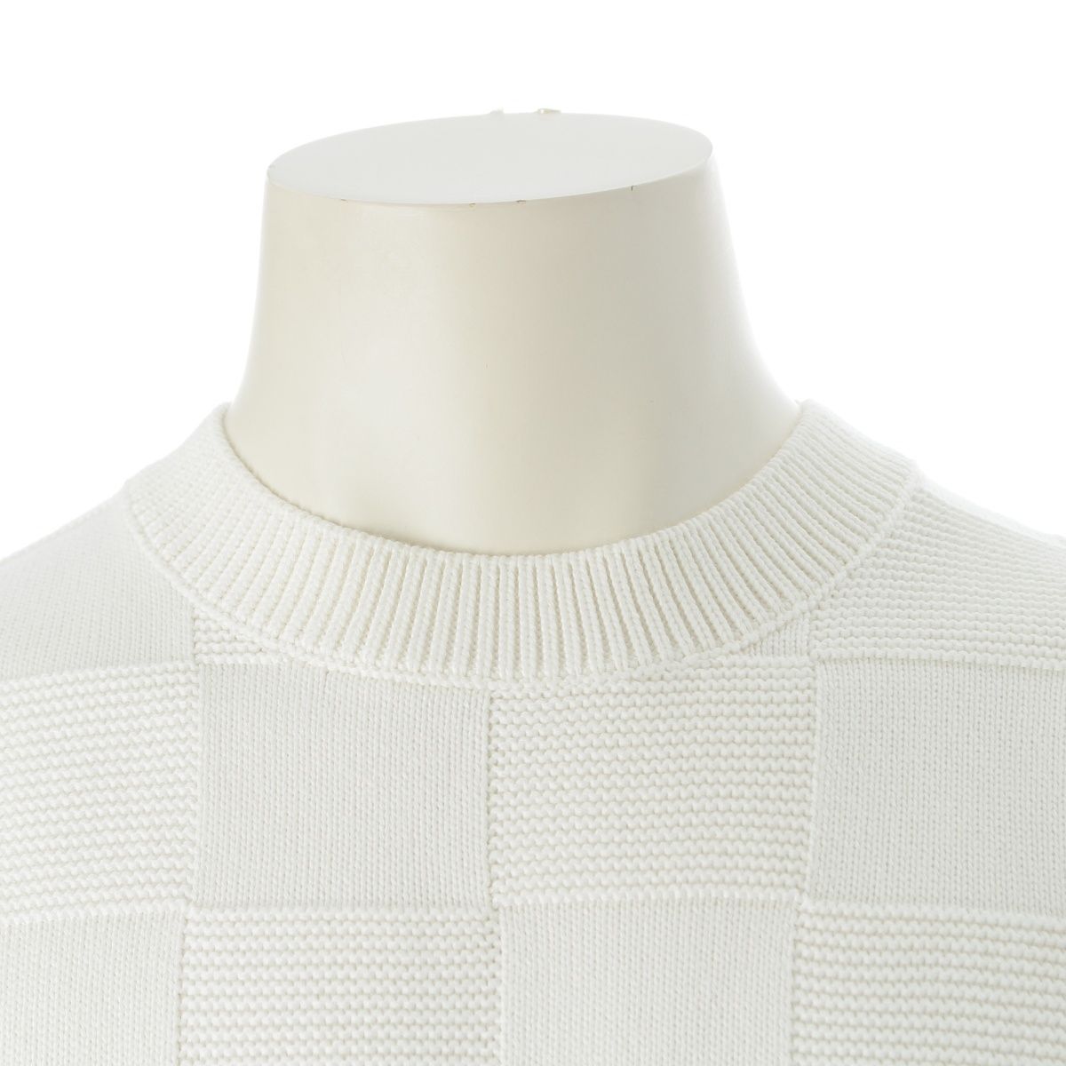 Louis Vuitton Cotton Logo Embroidery Damier Knit Sweater White — view 5