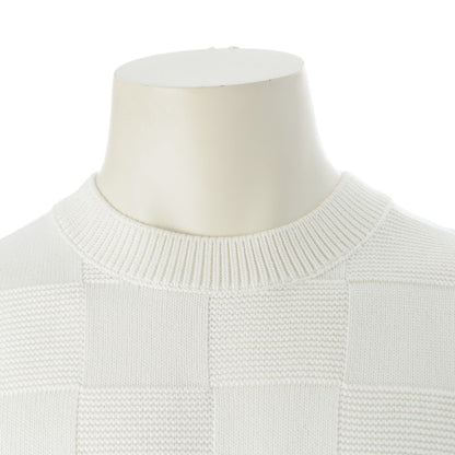 Louis Vuitton Cotton Logo Embroidery Damier Knit Sweater White — view 5