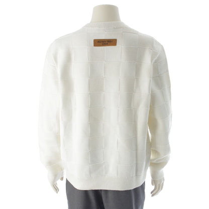 Louis Vuitton Cotton Logo Embroidery Damier Knit Sweater White — view 4