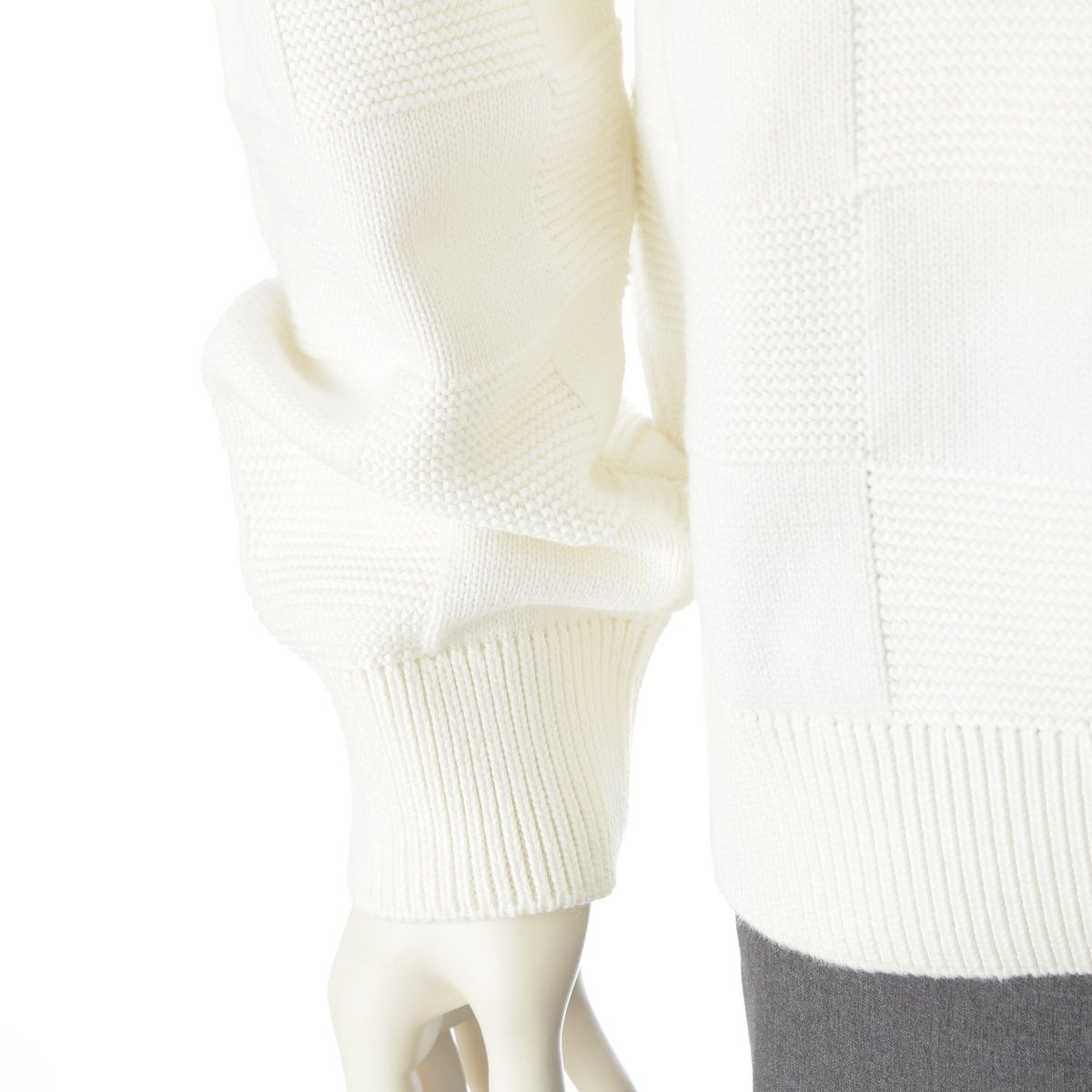 Louis Vuitton Cotton Logo Embroidery Damier Knit Sweater White — view 6