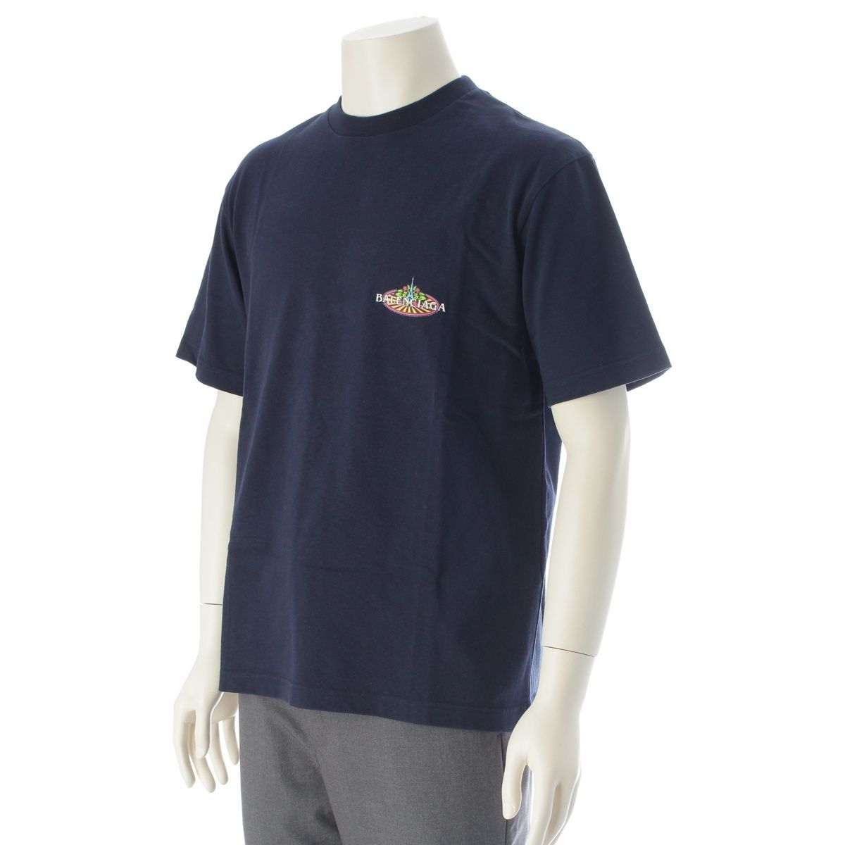 Balenciaga Bonjour Logo Short Sleeve T-Shirt Navy XS — view 2