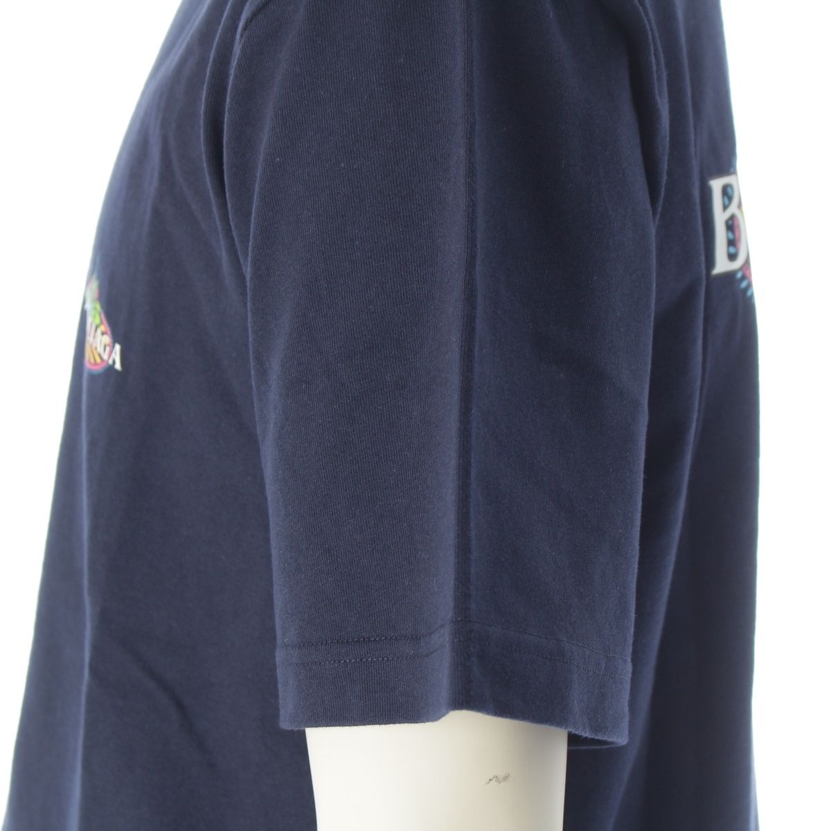 Balenciaga Bonjour Logo Short Sleeve T-Shirt Navy XS — view 7
