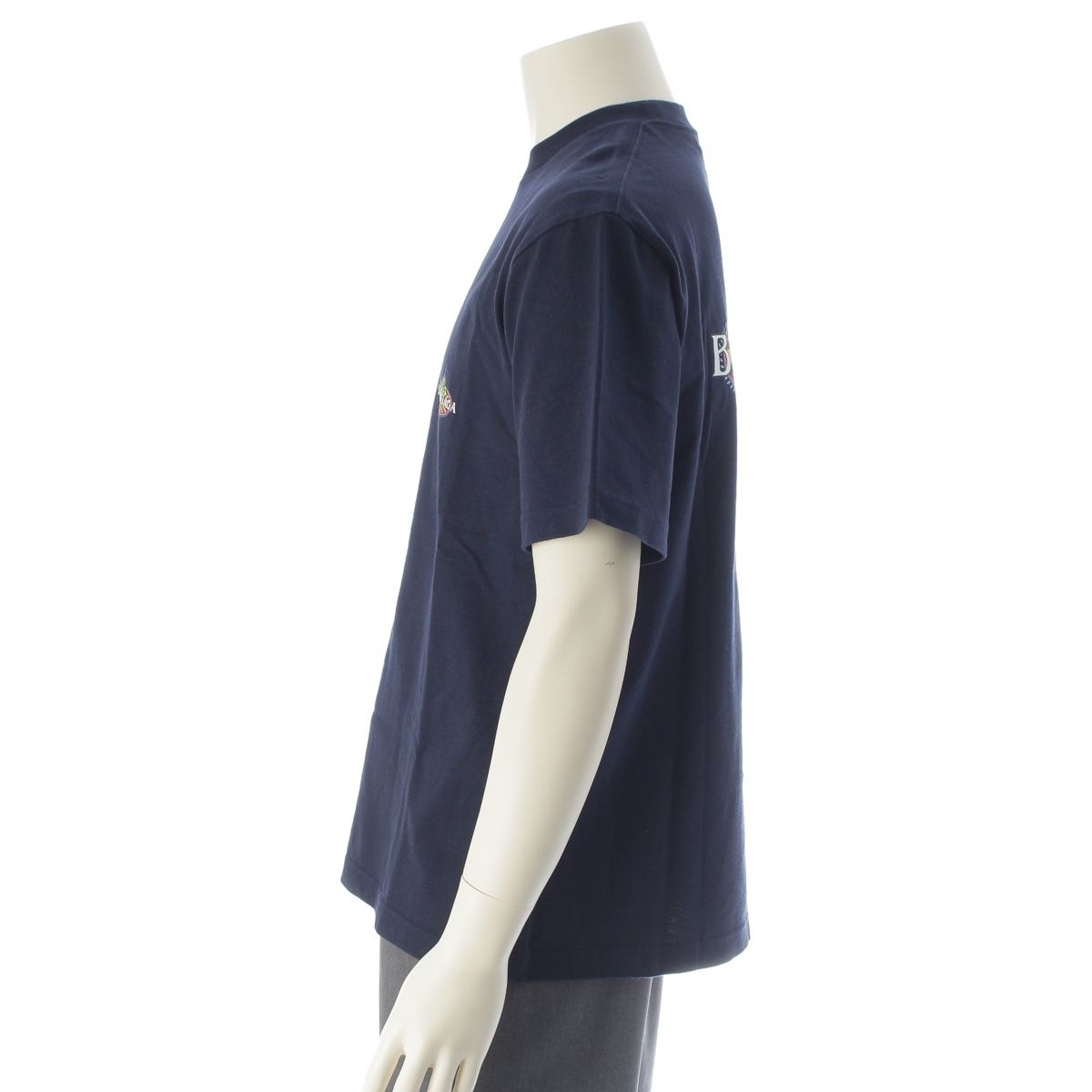 Balenciaga Bonjour Logo Short Sleeve T-Shirt Navy XS — view 3