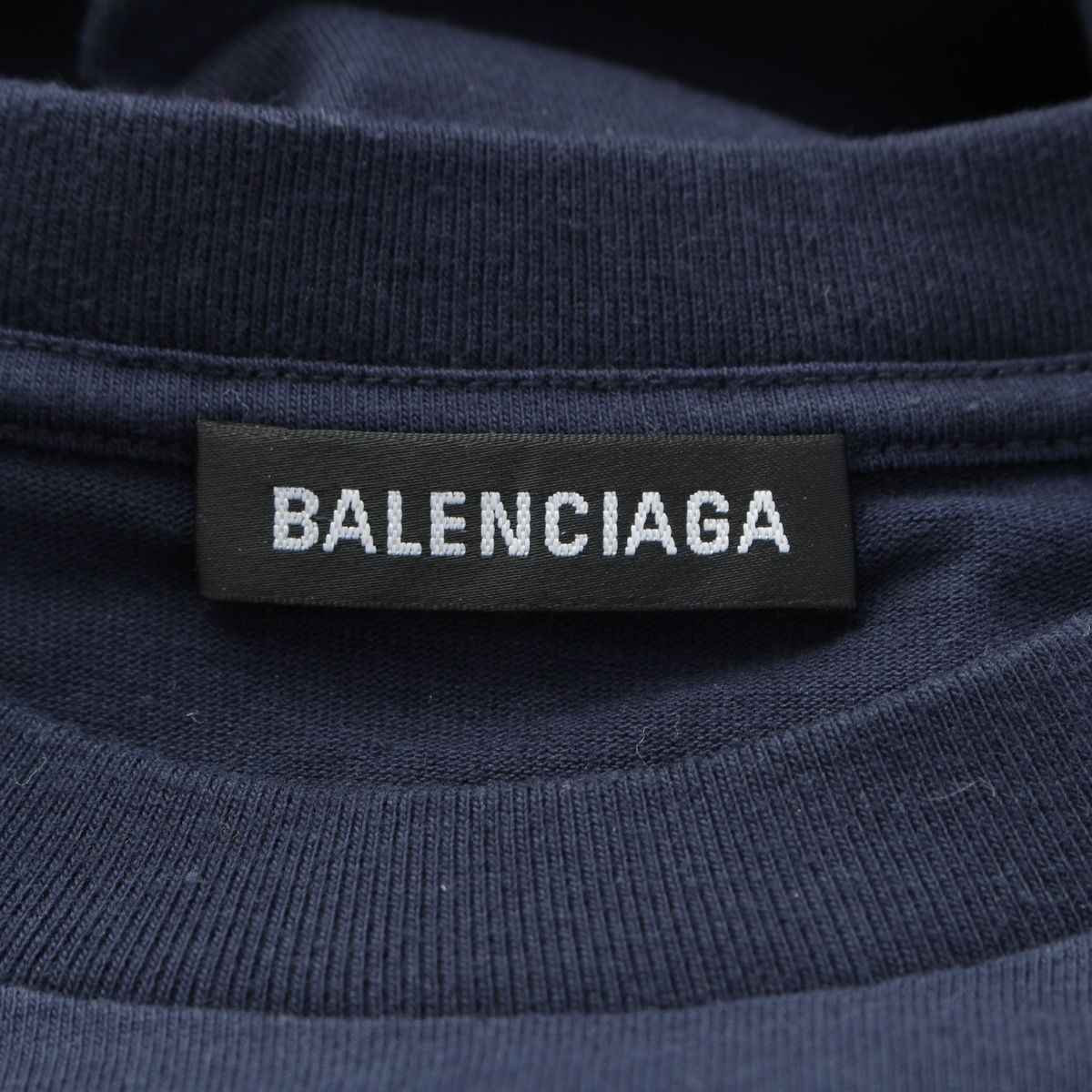 Balenciaga Bonjour Logo Short Sleeve T-Shirt Navy XS — view 9