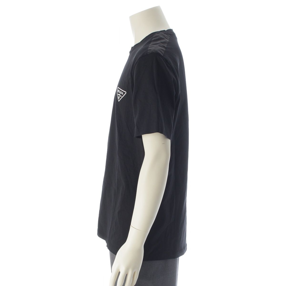 Prada Nylon Trim Triangle Logo Short Sleeve T-Shirt Black XXL — view 3