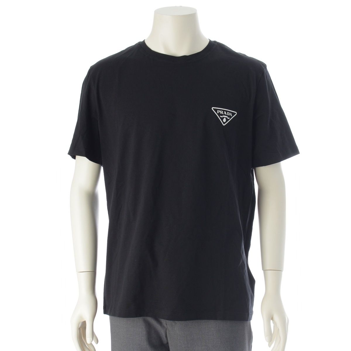 Prada Nylon Trim Triangle Logo Short Sleeve T-Shirt Black XXL