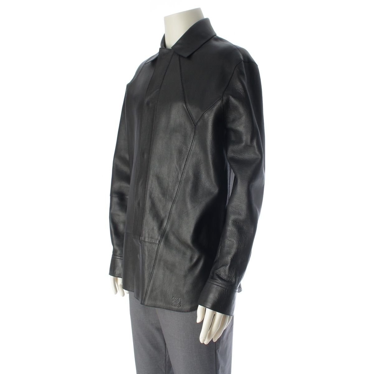 Loewe Leather Puzzle Silver Jacket Shirt Top Black 44 — view 2