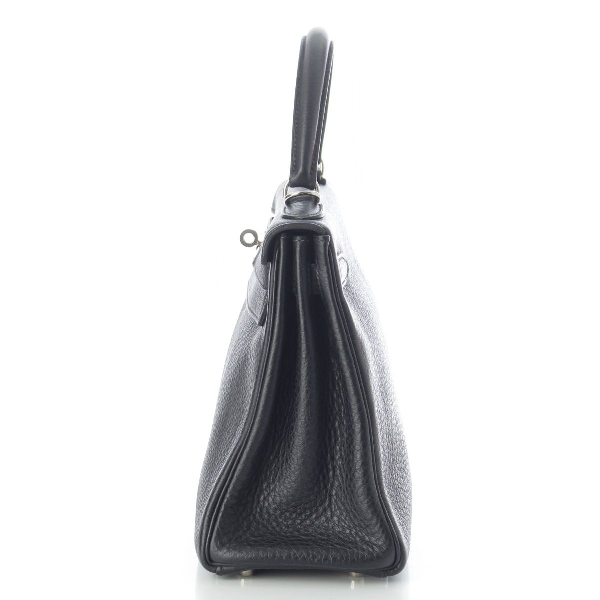 Hermes Kelly 28 Fjord Silver 2-Way Shoulder Handbag Black — view 4