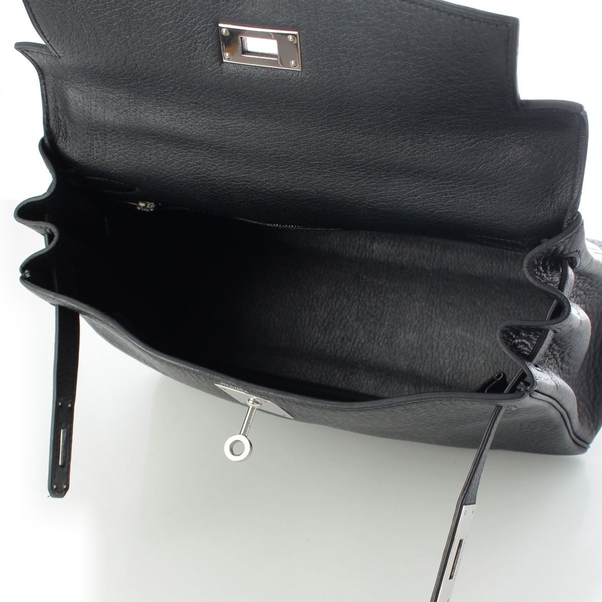 Hermes Kelly 28 Fjord Silver 2-Way Shoulder Handbag Black — view 7