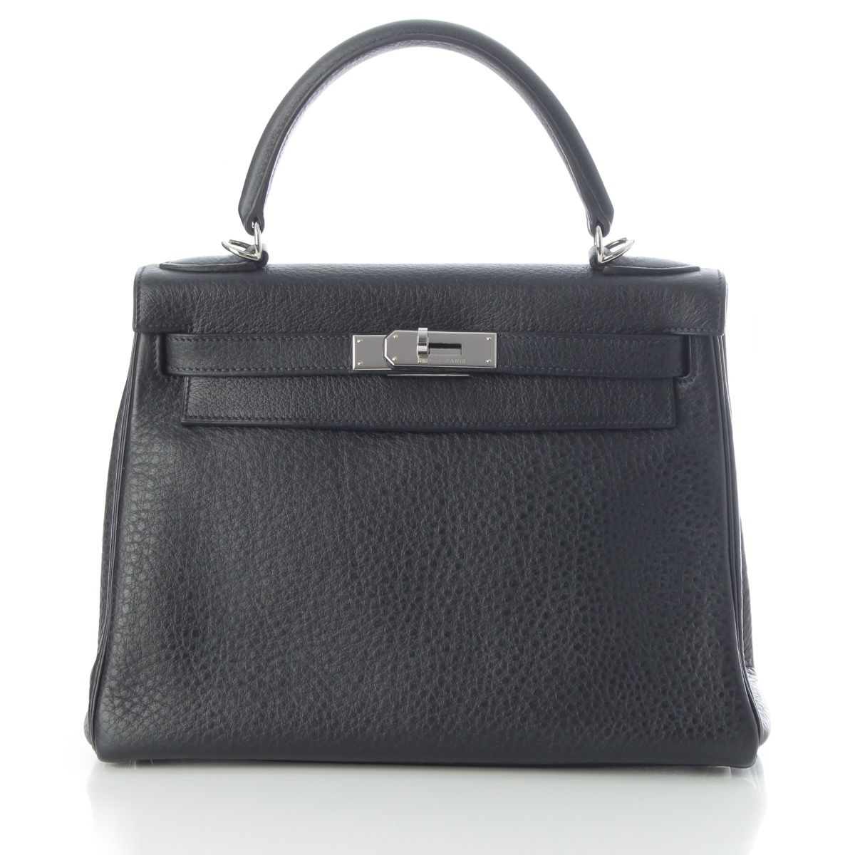 Hermes Kelly 28 Fjord Silver 2-Way Shoulder Handbag Black — view 2