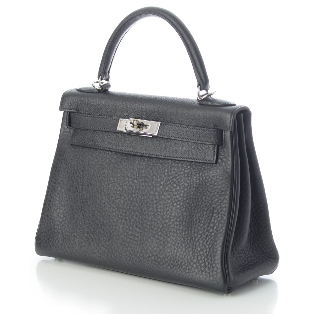 Hermes Kelly 28 Fjord Silver 2-Way Shoulder Handbag Black — view 3