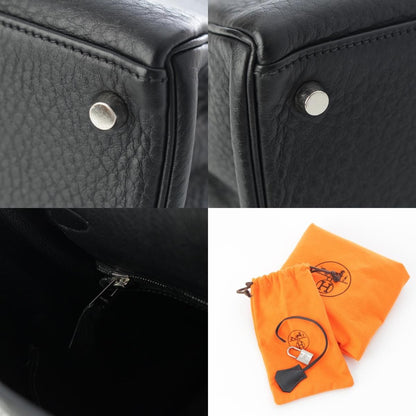 Hermes Kelly 28 Fjord Silver 2-Way Shoulder Handbag Black — view 9
