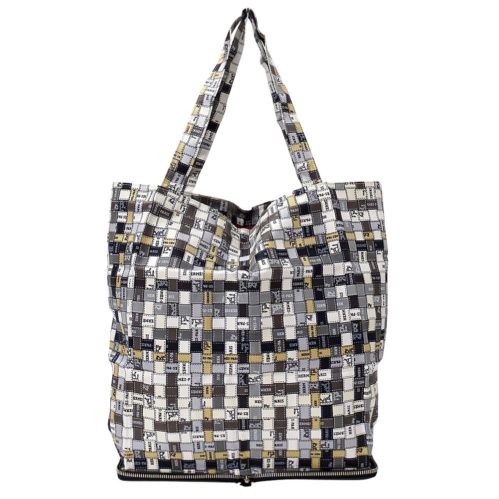 Hermes Tote Silky Pop Silk Buffalo Skipper Black Eco Foldable — view 2