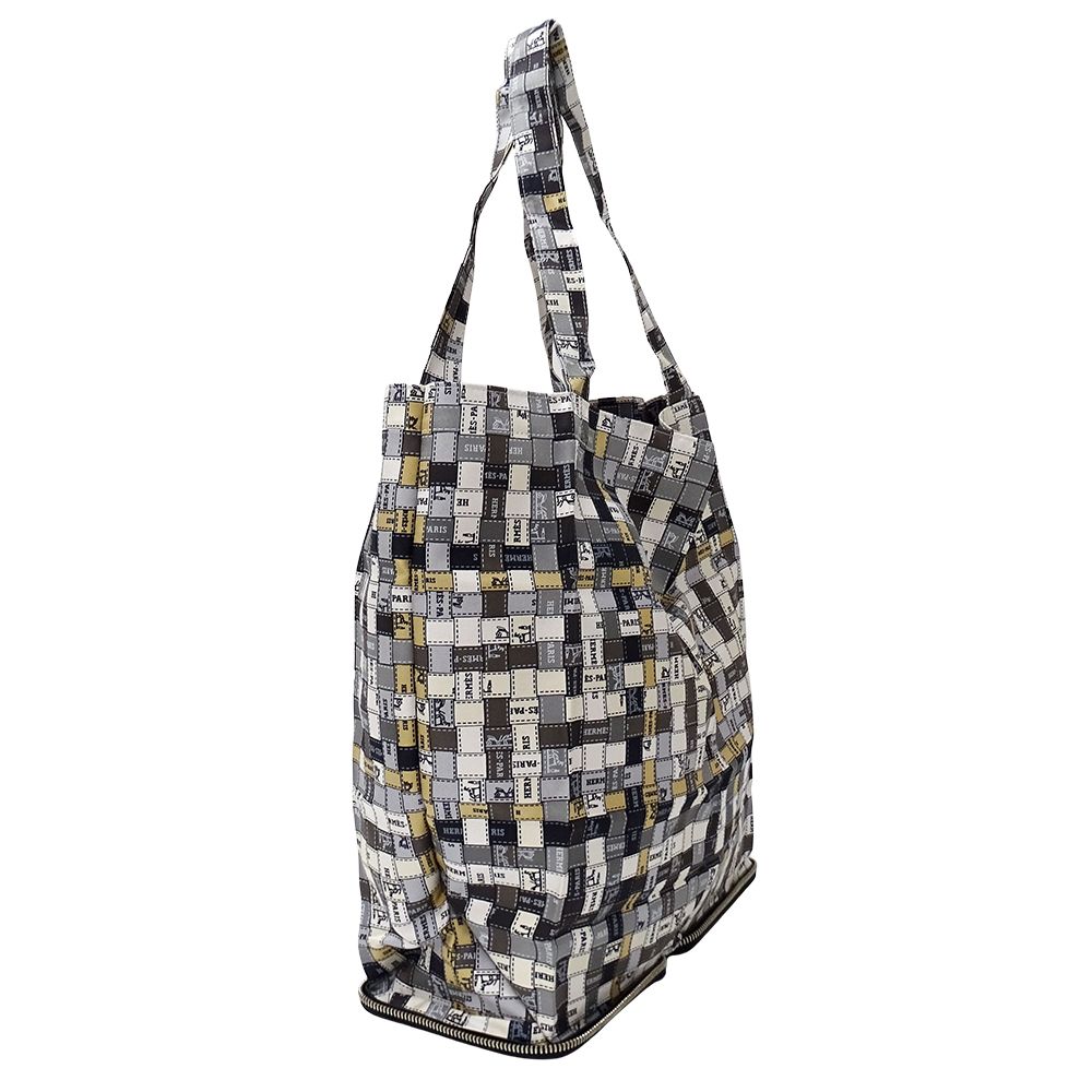 Hermes Tote Silky Pop Silk Buffalo Skipper Black Eco Foldable — view 4