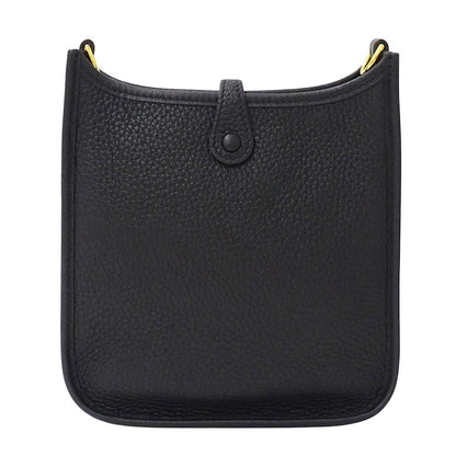 Hermes Shoulder Bag Evelyne TPM Taurillon Clemence Black Gold Small — view 2