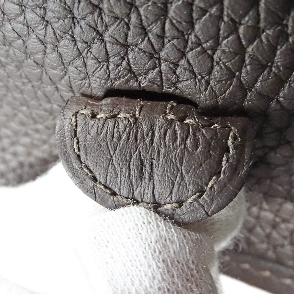 Hermes Shoulder Bag Evelyne TPM Taurillon Clemence Dark Brown Silver Small — view 7