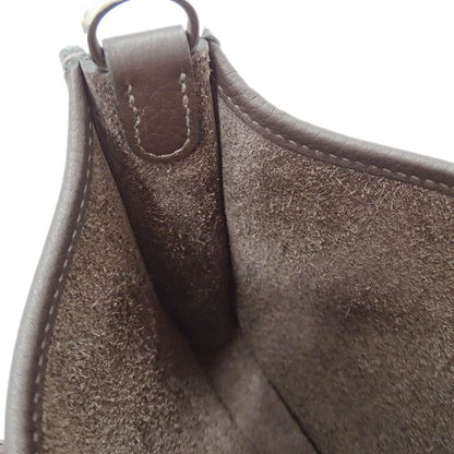 Hermes Shoulder Bag Evelyne TPM Taurillon Clemence Dark Brown Silver Small — view 9